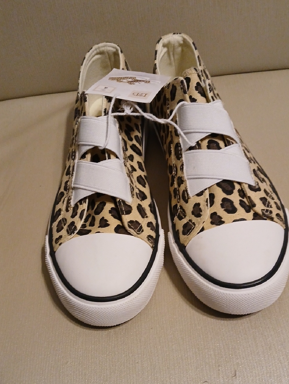 L&B Leopard Print Slip-On Sneakers in Tan and Black